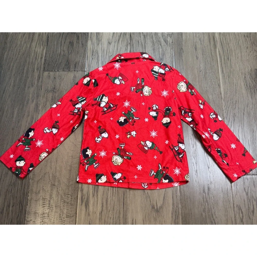 Kids Peanuts Snoopy Charlie Brown Christmas Pajama Set Size 8 Flame Resistant‎